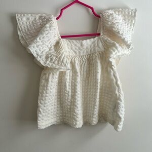 Zara Cream Textured Kids Top